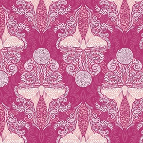 Luna Moon Moth Damask in Pink - Large