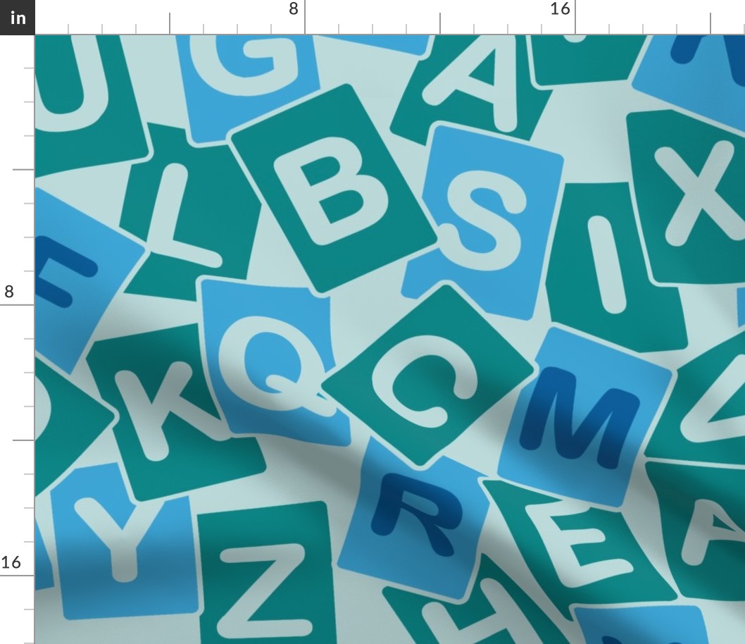 Large Alphabet Blocks in Greens and Blues