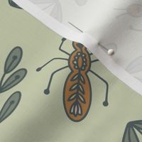 Doodle Bugs on Celery Green Background