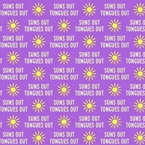 (small scale) suns out tongues out - fun summer dog fabric - purple - C23