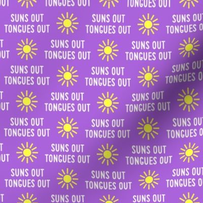 suns out tongues out - fun summer dog fabric - purple - C23