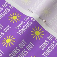 suns out tongues out - fun summer dog fabric - purple - C23
