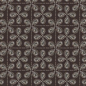Paizale - Indian Block Print Geometric Textured Brown Small Scale