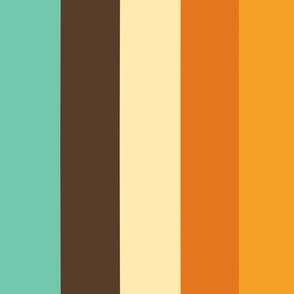 Groovy Stripes // Tangerine Orange, Sunny Gold, Tree Hugger Brown, 70's Beige, & Sky Blue // Large