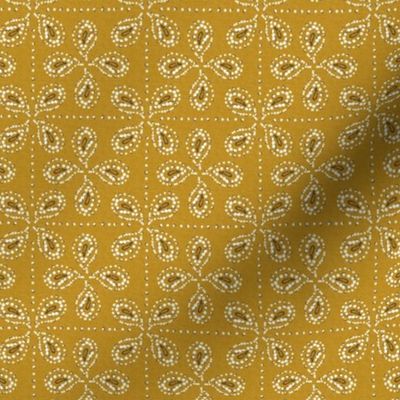 Paizale - Indian Block Print Geometric Textured Goldenrod Yellow Small Scale