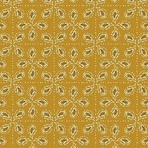 Paizale - Indian Block Print Geometric Textured Goldenrod Yellow Small Scale