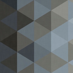 Triangle Cheater Quilt Top in Gray, Greige & Blue