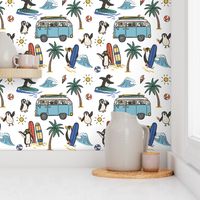 Penguins go surfing. | campervan surf kids | medium scale 