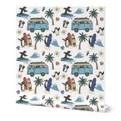 Penguins go surfing. | campervan surf kids | medium scale 