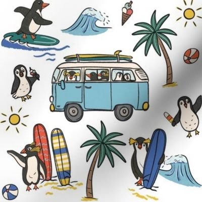 Penguins go surfing. | campervan surf kids | medium scale 