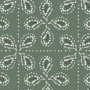 Paizale - Indian Block Print Geometric Textured Moss Green Regular Scale