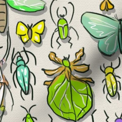 Bugs doodle with green and orange tones