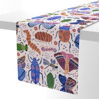 Colorful Doodle BUGS - cream background 