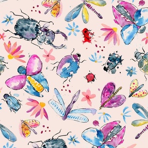 Watercolor Doodle Bugs - Medium