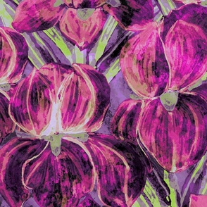 Watercolor Iris, deep purple, 24 inch