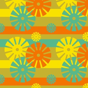 Maximalist Pattern Retro Modern 60s Groovy Geometric Orange Yellow