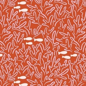 Swimming Through Coral in Rust Red