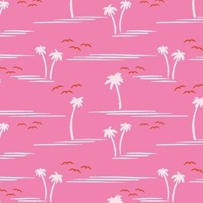 Palm Trees at the Beach in Bright Pink