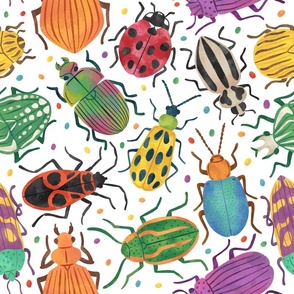 Watercolour Doodle Beetles and spots