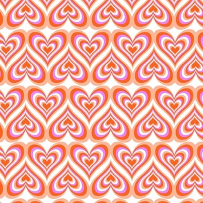 Retro Seventies Hearts - Orange Sherbert 70s - 15 inch