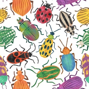 Watercolour Doodle Beetles