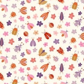 Doodle Bugs in cheerful pink, purple, orange, mustard // Small 