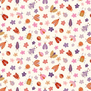 Doodle Bugs in cheerful pink, purple, orange, mustard // Med