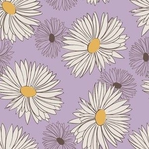 cream flowers on purple