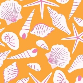 Sea Shells in Sunshine Yellow and Pink
