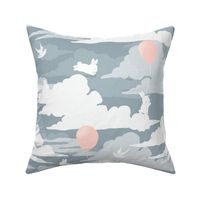 CLOUD HOPPING BUNNY JAMBOREE - LIGHT COLORS, LARGE SCALE