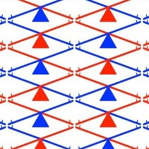 Seesaw Argyle, Red and Blue on White