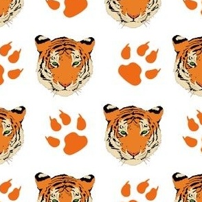 Orange Tiger Fabric, Wallpaper and Home Decor