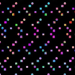 Electric Pink Purple Turquoise Confetti on Black 18x18