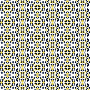 Small Yellow Navy Blue Portuguese Tile Travel Inspired Portugal Spanish Italian Ceramic Tiles