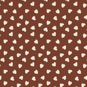 Neutral valentines day,  ivory hearts on rich brown