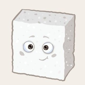 Little sugar cube, little sugarcube. Cute kawaii sugar cube with smiling face. Cartoon style food.