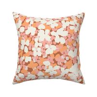 Ditsy blossoms painted flowers boho brown orange mustard peach pink by Jac Slade