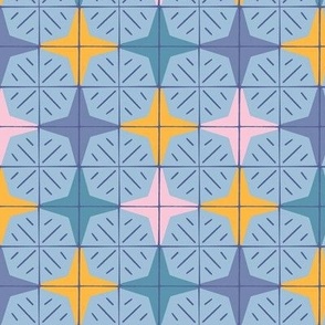 Retro Kitchen Tile Geometric in Blue and Yellow