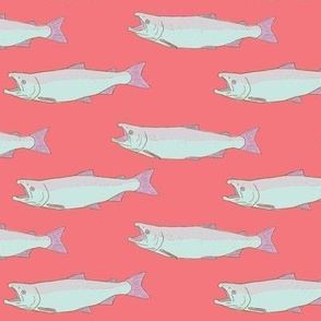 Salmon Pattern with pink - Fabric for home decor, fashion, or crafts