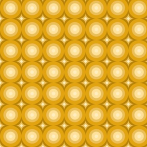 Dark Marigold Yellow Medallion Dots and Stars Pattern Print