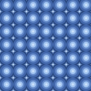Dark Slate Blue Medallion Dots and Stars Pattern Print