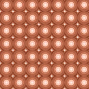 Dark Terracotta Orange Medallion Dots and Stars Pattern Print