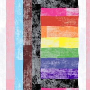 Faux Linen transinclusive rainbow pride flag large
