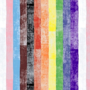 Faux Linen progress pride flag stripes large