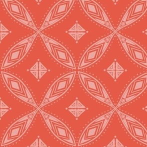 Geometric Pattern - Coral and Cream