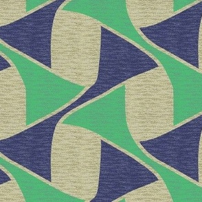 Twisted Hourglasses in Green and Blue on Beige