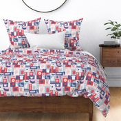 Breakfast Time Patchwork in Blue, Red and Pink