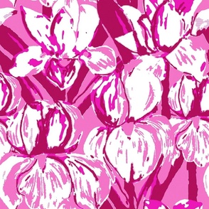 Posterized pink iris floral, 18 inch