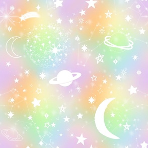 Pokiberry Pastel Rainbow Unicorn Galaxy Moon Shooting Stars 