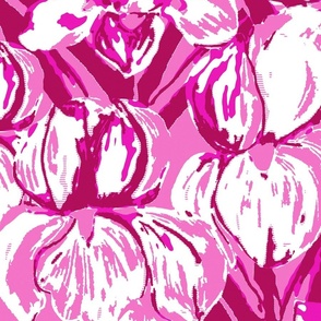 Posterized pink iris floral, 12 inch